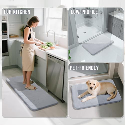 Yimobra Memory Foam Bath Mat, Super Soft Absorbent Bathroom Rug Non Slip 31.5x20 Inch, Quick Dry, Machine Washable Floor Carpet for Tub Shower, Home Decor Accessories, Silver - Image 6