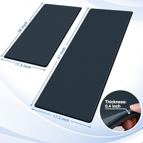 StepRite Kitchen Mats for Floor, 2-Piece Anti-Fatigue Rugs, Dark Charcoal - Image 2