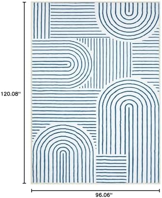 Lahome Abstract Blue and White Rug, Washable 6x9 Area Rugs for Living Room - Image 2