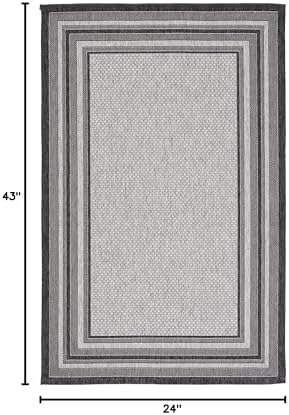 SAFAVIEH Courtyard Collection 2' x 3'7' Light Grey/Black CY8475 Indoor/ Outdoor Patio Backyard Mudroom Accent Rug - Image 2