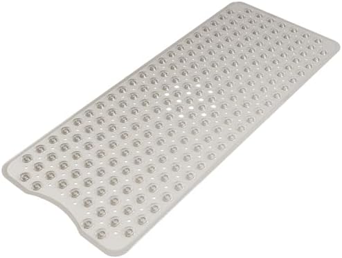 AmazerBath Shower Mat Non Slip 40 x 16 Inches, Shower Stall Mats with Suction Cups and Drain Holes, Non Slip Bath Mat for Tub for Elderly & Kids, Clear Gray by AmazerBath