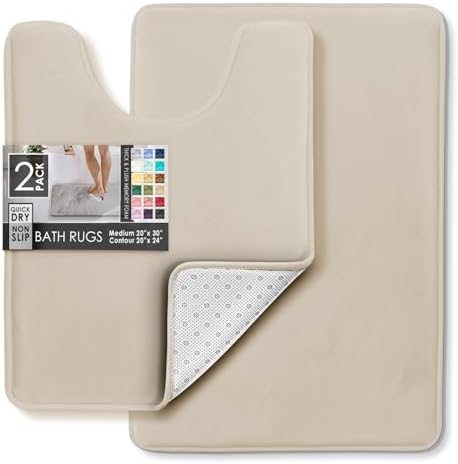 Clara Clark Bathroom Rugs, Velvet Memory Foam Bath Mat, Non-Slip Bath Rugs, Machine Wash, Dries Quickly, Ultra Soft Plush Bath Mats for Bathroom, - Image 3