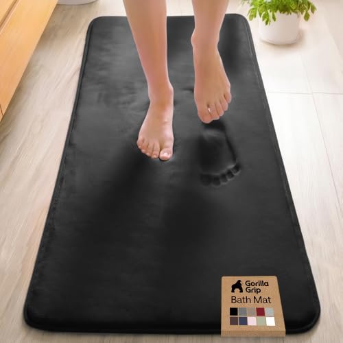 GORILLA GRIP® Memory Foam Bath Rug for Bathroom, 60x24 Black by GorillaGrip