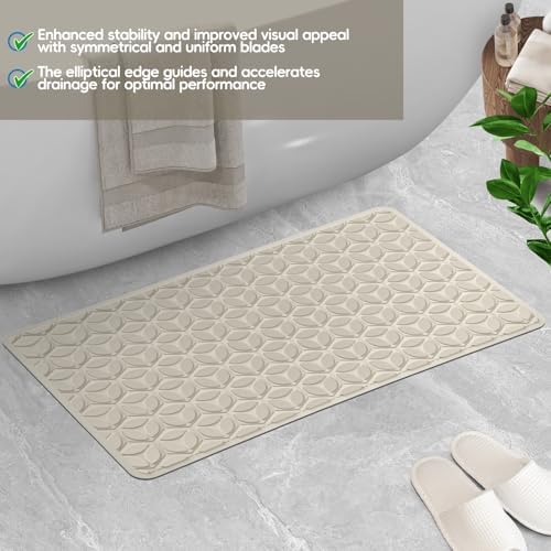 Non-Slip Rubber Bathtub Mat with Suction Cups, 17 × 35 Inch (Beige) - Image 6