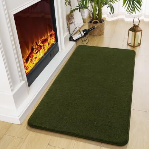 Amearea Modern Washable Runner Rugs, 2x4 Olive Green Bedroom Runner Rug - Image 4