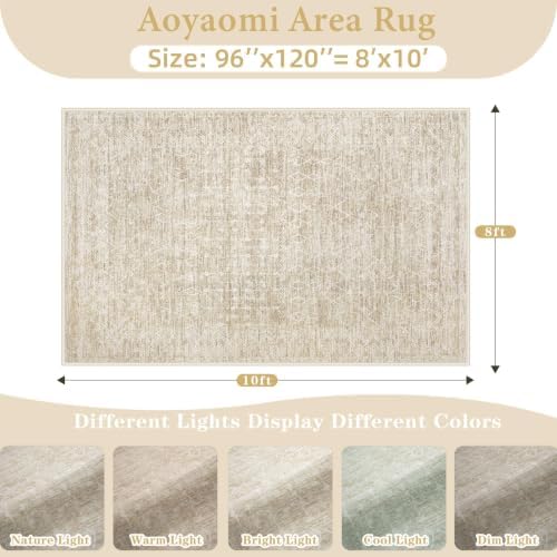 Area Rug Living Room Rugs 8x10 - Large Soft Boho Geometric Rug, Non-Slip Foldable Washable Rugs Non Shedding Morden Indoor Floor Carpet for Living Bedroom Office Dining Room (Moroccan Beige, 8'x10') - Image 2