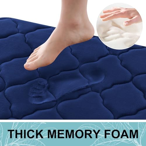 OLANLY Memory Foam Bath Mat Rug 30x20, Ultra Soft and Absorbent Bathroom Rugs, Non-Slip, Comfortable, Machine Washable Bath Carpet for Bathroom Floor, Tub, Shower and Home Decor Accessories, Navy - Image 4