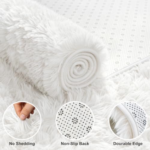 10X14 Large Area Rugs for Living Room Bedroom,White Big Shag Rug for Bedroom Dorm,Soft Fluffy Indoor Carpet Plush Rugs for Living Room Home Decor (White, 10X14 Feet) - Image 4