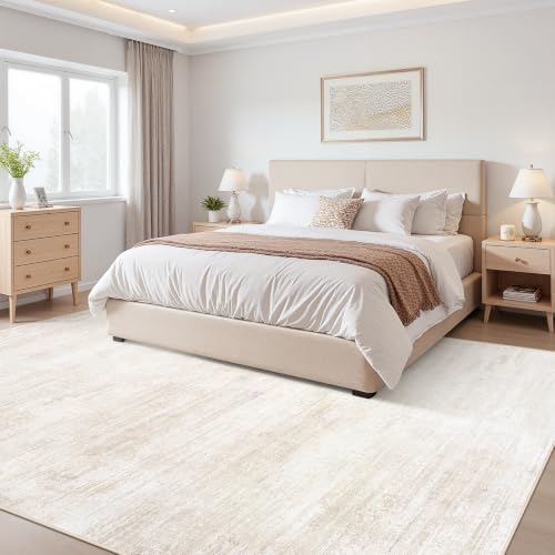 Tosuoka Washable Rug 8x10 Area Rugs for Living Room, Beige Cream Abstract - Image 2