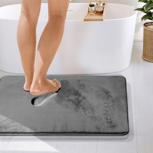 Clara Clark Bathroom Rugs, Velvet Memory Foam Bath Mat, Non-Slip Bath Rugs, Machine Wash, Dries Quickly, Ultra Soft Plush Bath Mats for Bathroom, 24 x 36, Dark Grey - Image 4