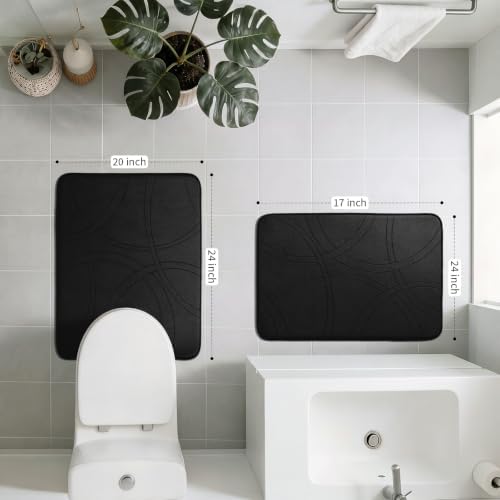 YIHOUSE 2 Piece Memory Foam Bathroom Rug Set, Cushioned Bath Mat, Black - Image 2