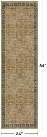 Hazo Haus Boho 2x7 Runner Rug for Hallway, Washable Runner Rug for Kitchen, Non-Slip Low-Pile Washable Stain Resistant, Vintage Rustic Brown and Charcoal Olive Décor - Image 2