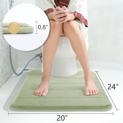 Yimobra Memory Foam Toilet Bath Mat U-Shaped, Soft and Comfortable, Super Water Absorption, Non-Slip, Thick, Machine Wash & Easier to Dry for Bathroom Commode Contour Rug, 24 X 20 Inches, Sage Green - Image 2