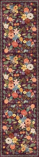 Purple Floral Hallway Runner Rug 2'6"x14' for Bedroom Kitchen by WelcometoBabovid