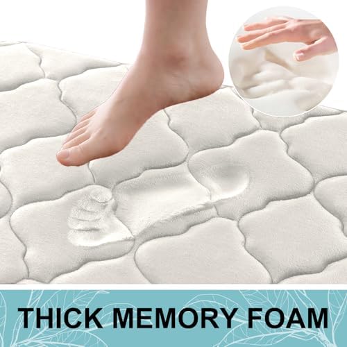 OLANLY Memory Foam Bath Mat Rug 30x20, Ultra Soft Bathroom Rugs, Cream - Image 3