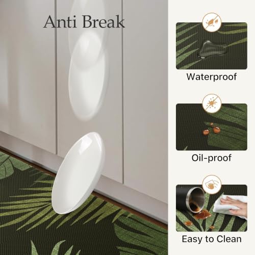 GENIMO Anti Fatigue Kitchen Mats for Floor 2PCS, Standing Rugs, Deep Green - Image 4
