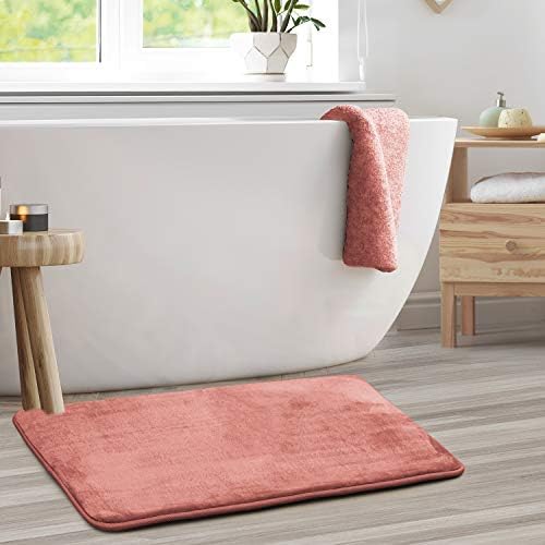 Clara Clark Bathroom Rugs, Velvet Memory Foam Bath Mat, Non-Slip, Machine Washable Bath Rugs - Dries Quickly, Ultra Soft Plush Bath Mats for Bathroom, 20 x 32, Misty Rose - Image 2