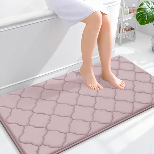OLANLY Memory Foam Bath Mat Rug 44x24, Ultra Soft Bathroom Rugs, Dusty Rose by OLANLY