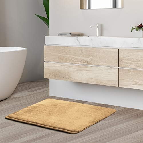 Clara Clark Bathroom Rugs, Velvet Memory Foam Bath Mat, Non-Slip, Machine Washable Bath Rugs - Dries Quickly, Ultra Soft Plush Bath Mats for Bathroom, 17 x 24, Camel Gold - Image 2