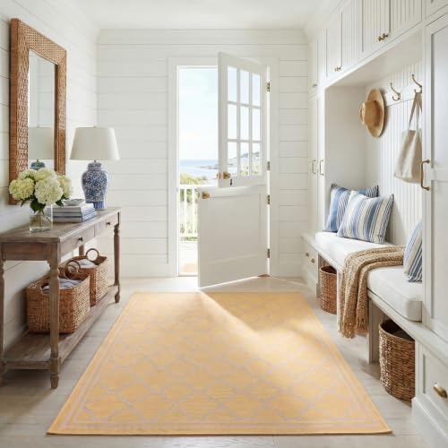 SAFAVIEH Courtyard Collection 4' x 5'7" Gold/Beige CY6918 Trellis Indoor/ Outside Waterproof Easy cleansingPatio Backyard Mudroom Area Mat by Unknown