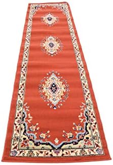 Unique Loom Reza Collection Traditional Persian Style Area Rug, 2 ft 2 in x 8 ft 2 in, Terracotta/Ivory - Image 5