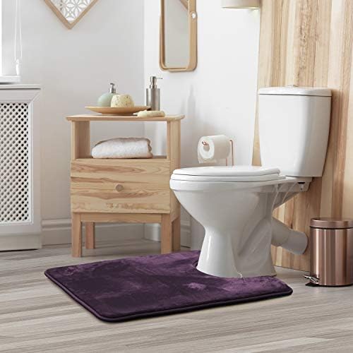 Clara Clark Bathroom Rugs, Velvet Memory Foam Bath Mat, Non-Slip, Machine Washable Bath Rugs - Dries Quickly, Ultra Soft Plush Bath Mats for Bathroom, 20 x 24, Dark Purple - Image 2