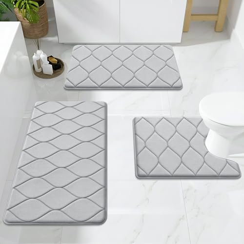 Smiry Memory Foam Bath Mat 24x16, Ultra Soft Absorbent Bathroom Rugs - Image 6
