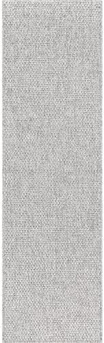 CAMILSON Indoor and Outdoor Runner Rug Gray Solid Boho Woven Design Easy-Cleaning Non Shedding Farmhouse Living Room Bedroom Garden Patio and Kitchen Washable Outside Carpet Alfombras (2x7) - Image 2