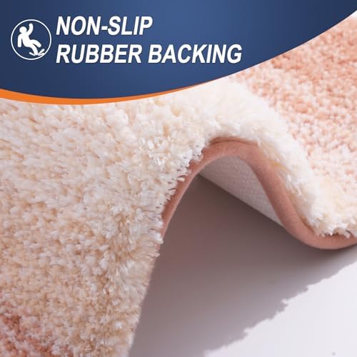 OLANLY Micorfiber Bathroom Rug Set 2 Piece, Soft Absorbent Bath Mats, Peach - Image 4