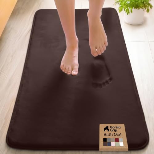 GORILLA GRIP® Memory Foam Bath Rug for Bathroom, 48x24 Brown by GorillaGrip
