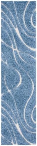 SAFAVIEH Florida Shag Runner Rug 2'3"x7', Light Blue & Cream SG471-6011 by Unknown