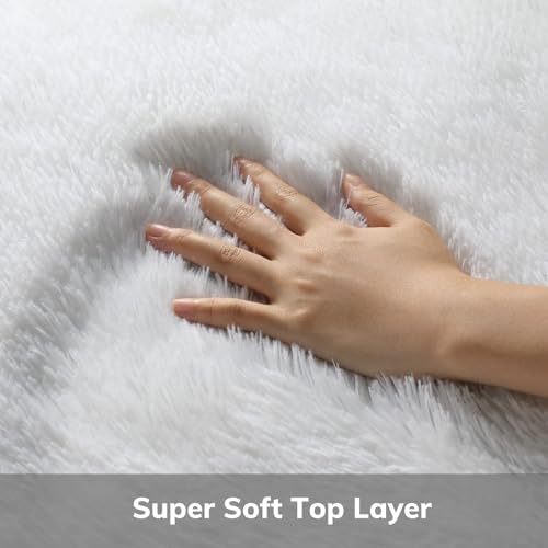 Ophanie Round Rug 5Ft White Circle Area Rug, Aesthetic Room Decor, Fluffy Fuzzy Bedroom Carpet, Plush Soft Shaggy Living Room Rugs for Kids Home Decor, Nursery with Over 99 pcs Pile fibers - Image 2