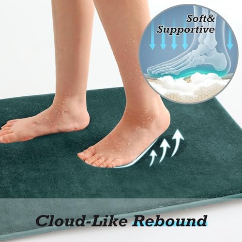 HUXMEYSON Bathroom Rugs Sets 3 Piece, Non-Slip & Quick Dry Bath Mat Set, Ultra Soft Velvet Bath Rugs for Bathroom, Toilet and Shower Floor, Peacock Blue - Image 7