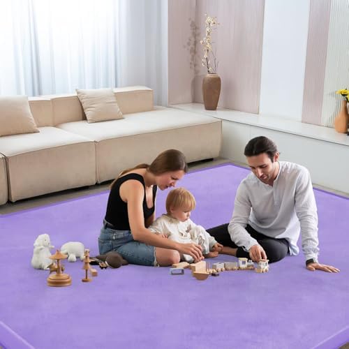 Baby Play Mat for Floor Nursery Muscle Mat Area Rug Playroom Rug 79x79" Elastic Foam 1.3" Thick Crawling Mat for Babies,Toddlers, Infants (Lavender) - Image 3