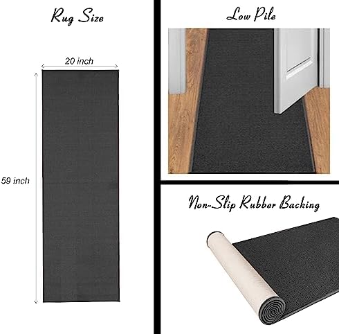 Ottomanson 20" x 59" Laundry Room Rug - Non-Slip Mat for Laundry & Mudroom - Durable, Stain-Resistant, and Easy to Clean - Perfect for High-Traffic Areas - Runner Rug for Entryway Bathroom, Gray - Image 2
