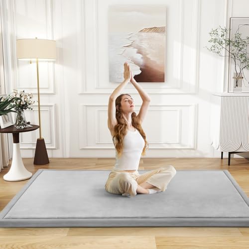 Baby Play Mat for Floor Nursery Rug Muscle Mat Area Rug Playroom Rug 59"x71" Playpen Mat Elastic Foam 1.3" Thick Crawling Mat for Babies,Toddlers, Infants, Kids,A Light Gray - Image 6