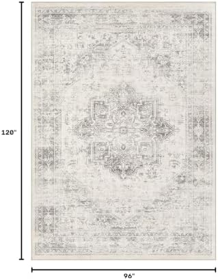 UERMEI 8x10 Area Rug Living Room Rugs - Washable Vintage Soft Large Rug Indoor Floor No Slip Rug Carpet for Bedroom Farmhouse Under Dining Table Home Office Decor - Beige/Camel - Image 2