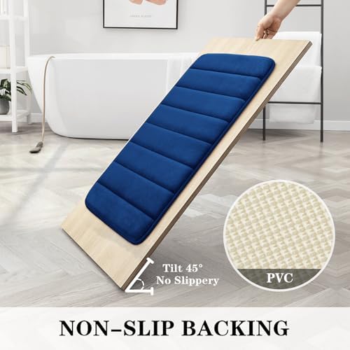 BYSURE Navy Blue Memory Foam Bath Mats Extra Long - Image 4