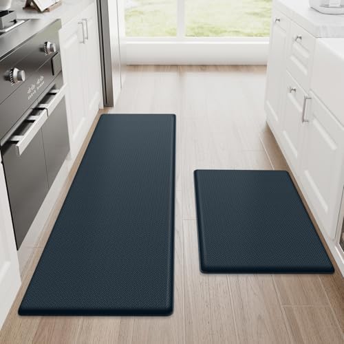 StepRite Kitchen Mats for Floor, 2-Piece Anti-Fatigue Rugs, Dark Charcoal by Bringcushiontoyourlife