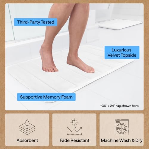 GORILLA GRIP Absorbent Memory Foam Bath and Shower Mat, 30x20 White - Image 5