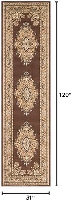Unique Loom Reza Collection Traditional Persian Style Area Rug, 2 ft 7 in x 10 ft, Brown/Ivory - Image 2