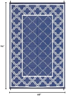 Garvee Reversible Outdoor Rug 5x8, Waterproof Outdoor Plastic Rug, Blue - Image 2