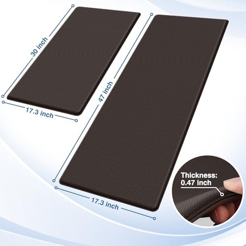 StepRite Kitchen Mats for Floor, 2-Piece Anti-Fatigue Rugs, Chocolate - Image 2