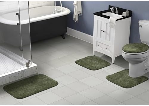 Garland Rug Traditional Nylon Washable Deep Fern 4 Piece Set - Lid, Contour, 2 Bath Rugs - Soft, Absorbent, and Stylish for Your Bathroom - Image 2