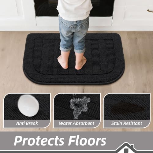 BEQHAUSE 24x36 Inch Kitchen Rugs Non Slip Washable Kitchen Sink Rug, Black - Image 4