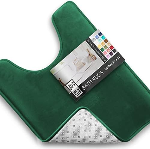 Clara Clark Bathroom Rugs, Velvet Memory Foam Bath Mat, Non-Slip, Machine Washable Bath Rugs - Dries Quickly, Ultra Soft Plush Bath Mats for Bathroom, 20 x 24, Hunter Green by ClaraClark