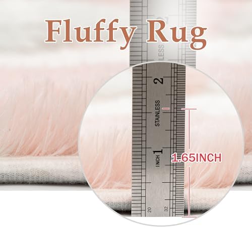 PureCozy Pink 8x10 Area Rug for Living Room Soft Checkered Shag Carpet - Image 7