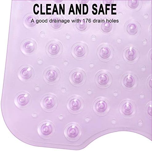 YINENN Bath and Shower Safety Mats 40x16 inch, Non Slip with Suction Cups for Bathroom Stall and Tub Floor, Extra Large and Machine Washable, Drain Holes Keep Bathtub Clean, Purple - Image 4