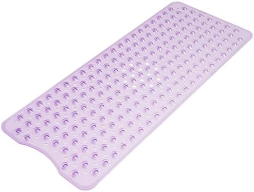 AmazerBath Shower Mat Non Slip 40 x 16 Inches, Shower Stall Mats with Suction Cups and Drain Holes, Non Slip Bath Mat for Tub for Elderly & Kids, Clear Purple by AmazerBath
