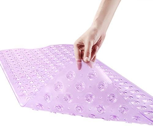 YINENN Bath and Shower Safety Mats 40x16 inch, Non Slip with Suction Cups for Bathroom Stall and Tub Floor, Extra Large and Machine Washable, Drain Holes Keep Bathtub Clean, Purple by YINENN